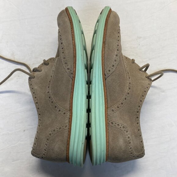 Women Cole Haan D39956 Tan Brown Suede Derby Wingtip Lunargrand shoe 7.5 B Oxfor - Picture 4 of 11